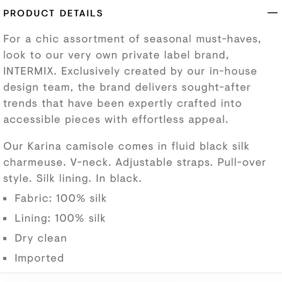 Intermix Karina Silk Camisole in Black, L NWT - Picture 10 of 10